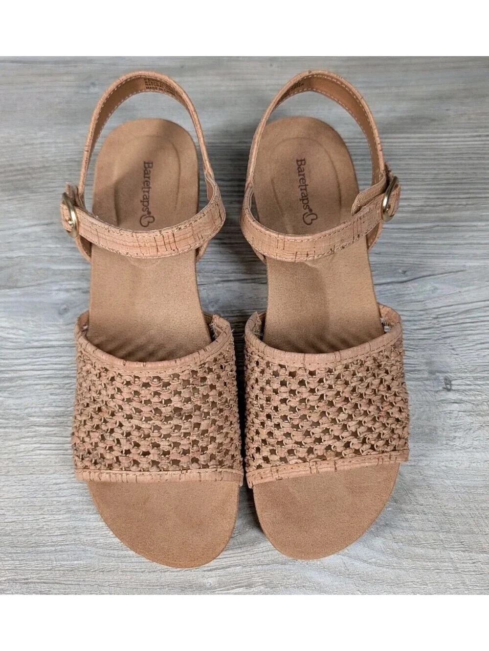 Baretraps Womens 9M Natural Cork Fernelle Wedge Sandals Comfort Open Toe Casuals
